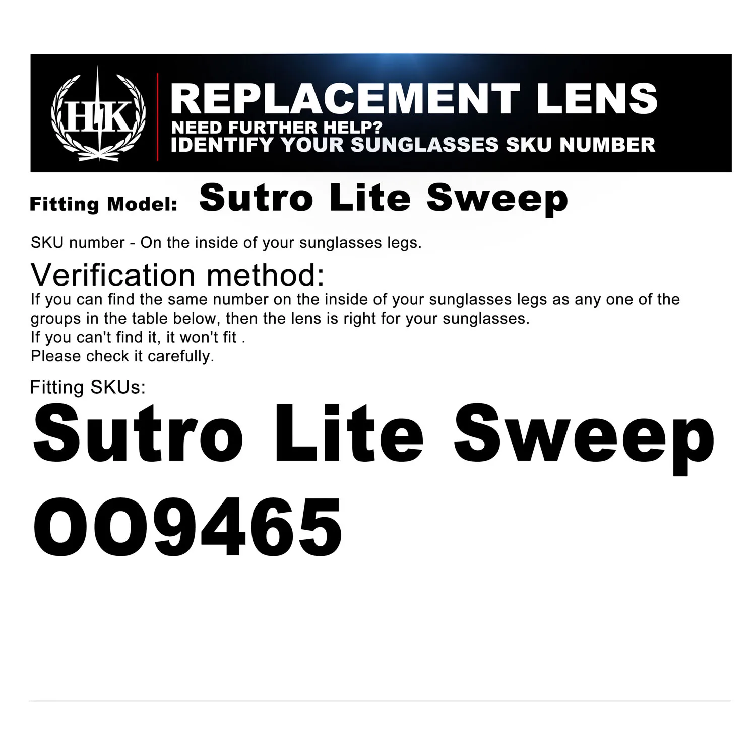 HKUCO 2개 렌즈용 호환/교체품 수트로 라이트 스윕 OO9465 24K 골드 편광