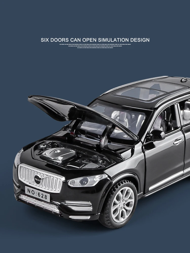 1:32 XC60 XC90 SUV Off-road Diecast Alloy Car Model Toy Cars Sound Light Pull Back Car Vehicle Children Toy Collection