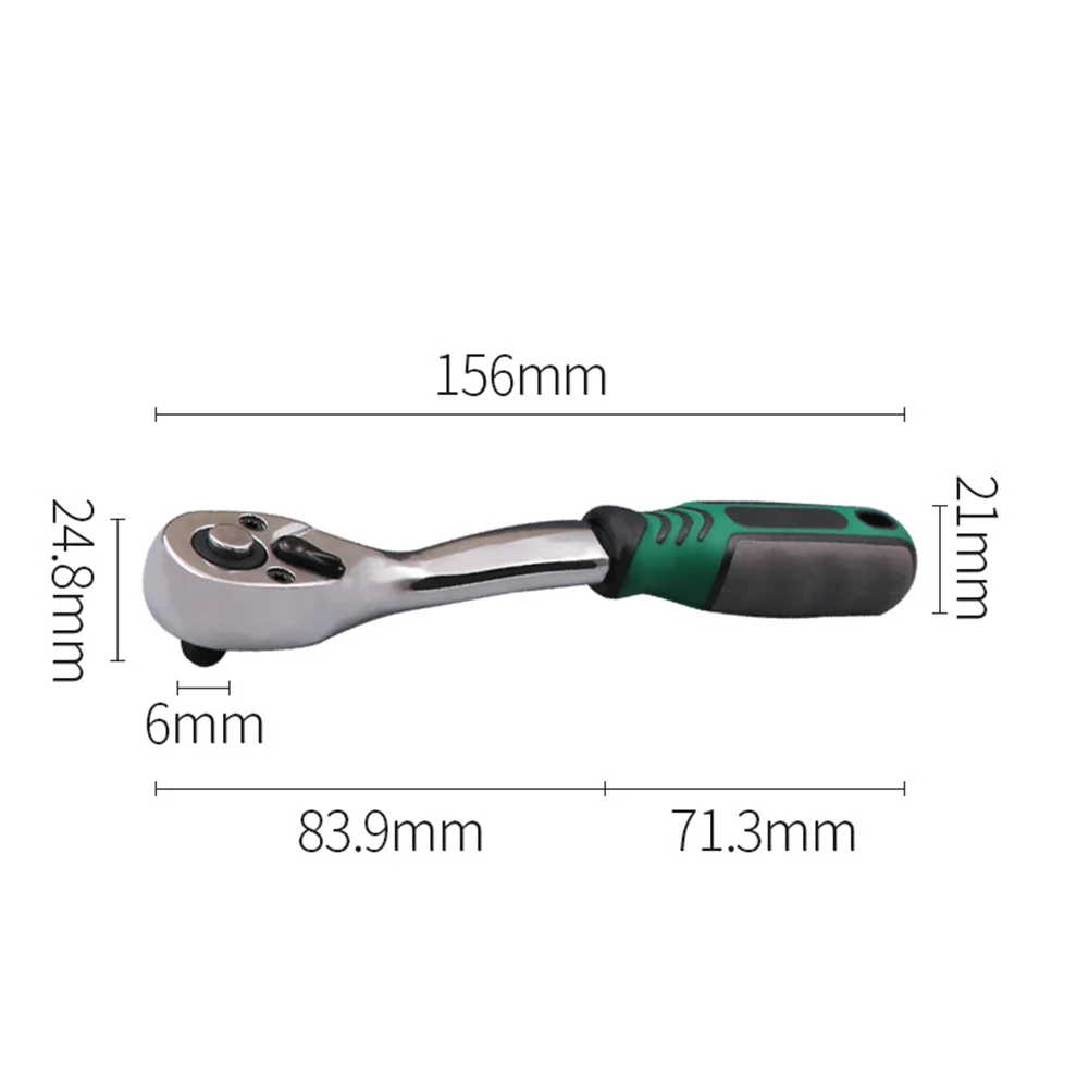 1Pc 72 Tooth 1/4 Inch Drive Ratchet Wrench Quick Release Swivel Socket Tool With Ergonomic Handle For Tight Space Auto Work