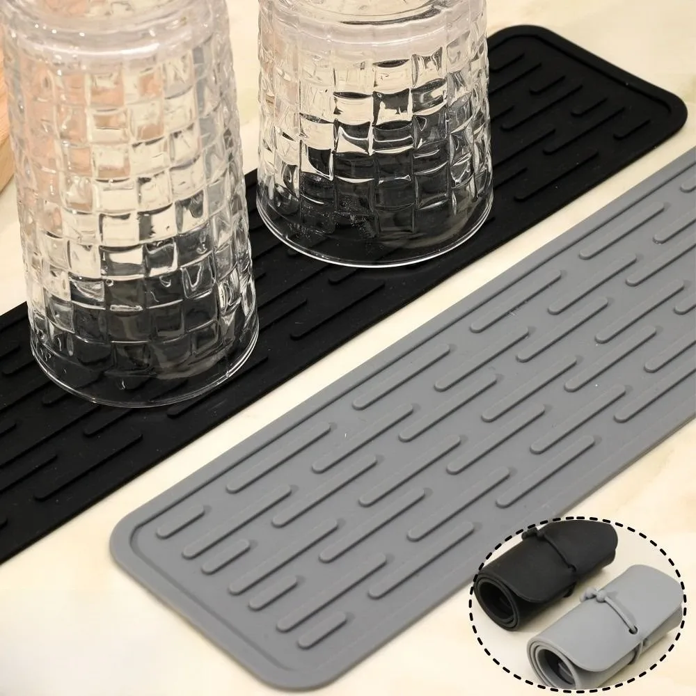 

Washable Long Non-slip Mat Multifunctional Sink Water Prevent Silicone Drain Pad Bundle Design Dish Drying Pads