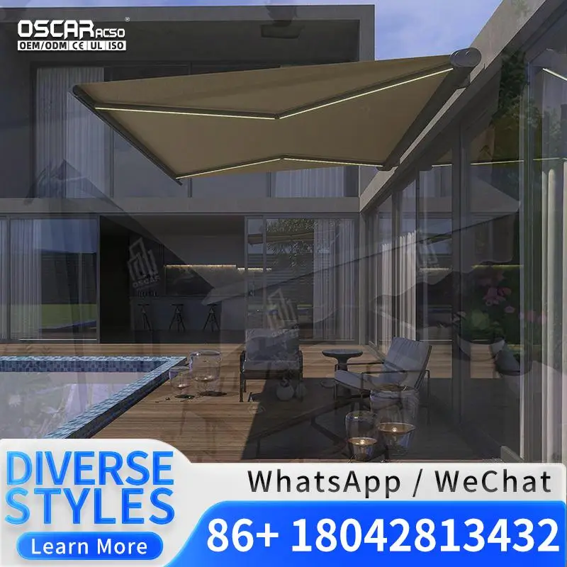 Customizable Motorized Retractable UV proof Awning Electric Window Shade Aluminum Frame PVC for Patio Balcony Sunshade in USA Re