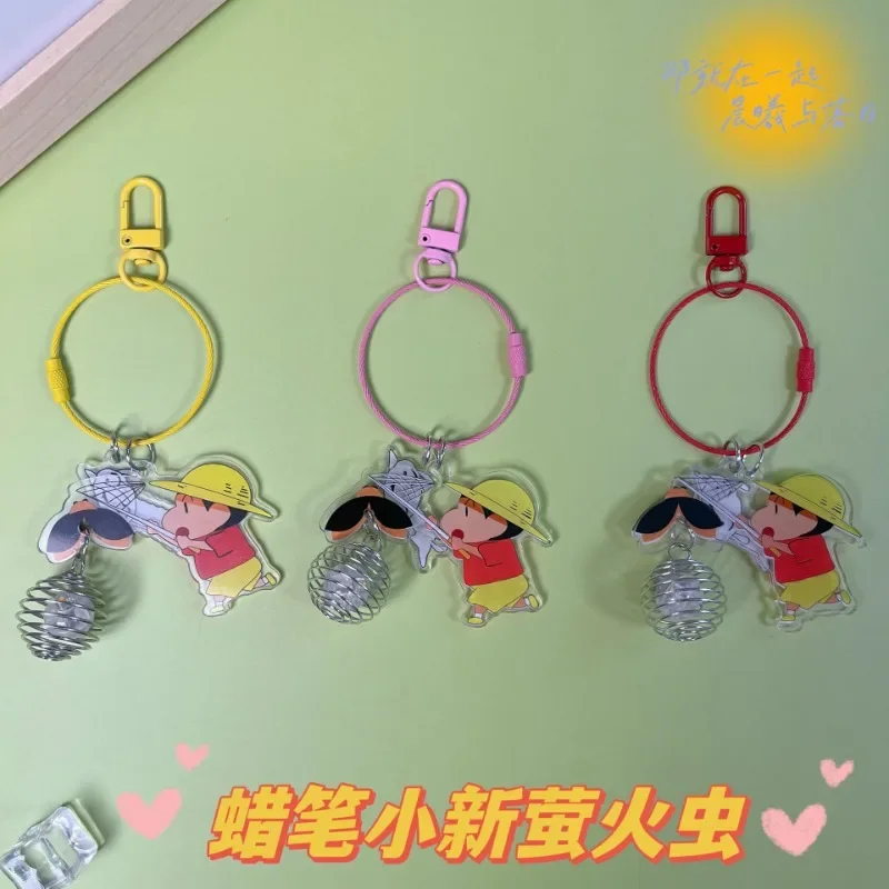 

Kawaii Glowing Fireflies Crayon Shinchan Keychain Anime Acrylic Pendant Cute Girl Key Chain Wholesale Child Bag Pendant Gift