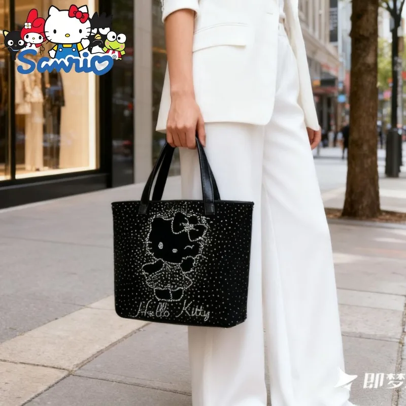  Hello Kitty New Women's Diamond Handbag Shiny Fashion Women's Diamond Shoulder Bag Large Capacity Personality Women's Bag