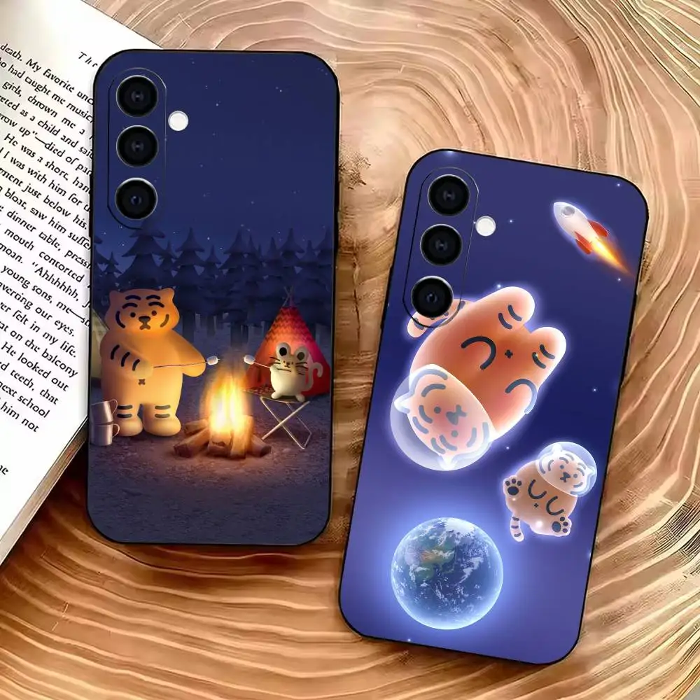 Cute Brand M-MUZIK TIGER  Phone Case For Samsung A73 20,21s,22,31,32,52,53,72 Soft Black Shockproof Cover