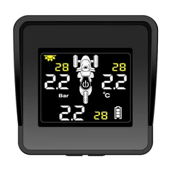 Sistema de Monitoreo de presión de neumáticos inalámbrico Solar, Monitor de presión de neumáticos TPMS para motocicleta, pantalla LCD, 3 sensores externos