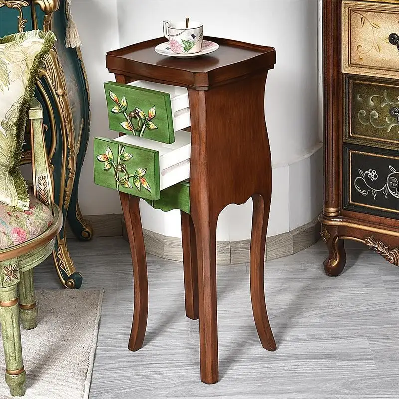 Solid wood corner few European-style painted living room side few sofa side cabinet matching tray solid wood moving side few