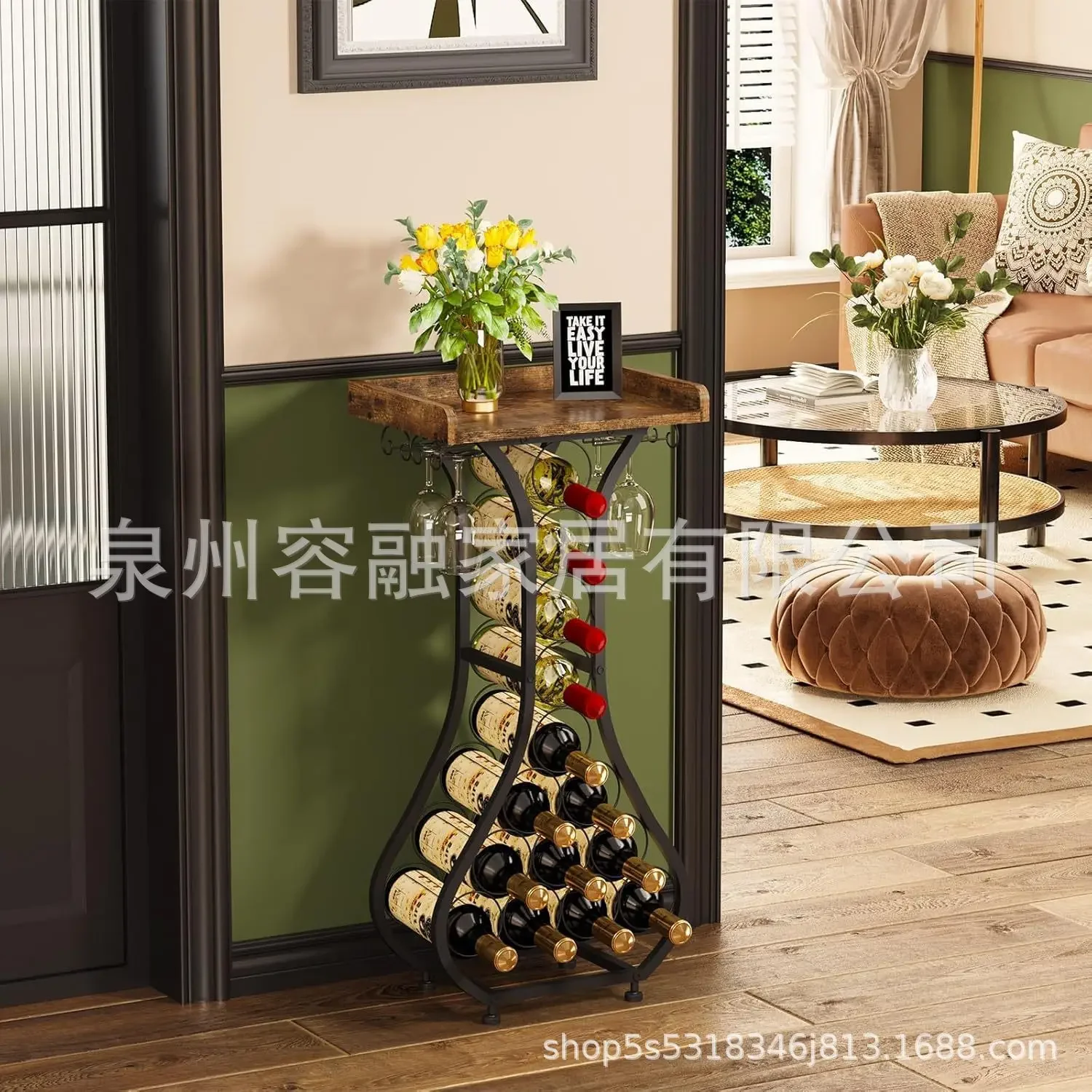 DSA wine rack restaurant floor-to-ceiling wine cabinet modern simple living room wine display rack