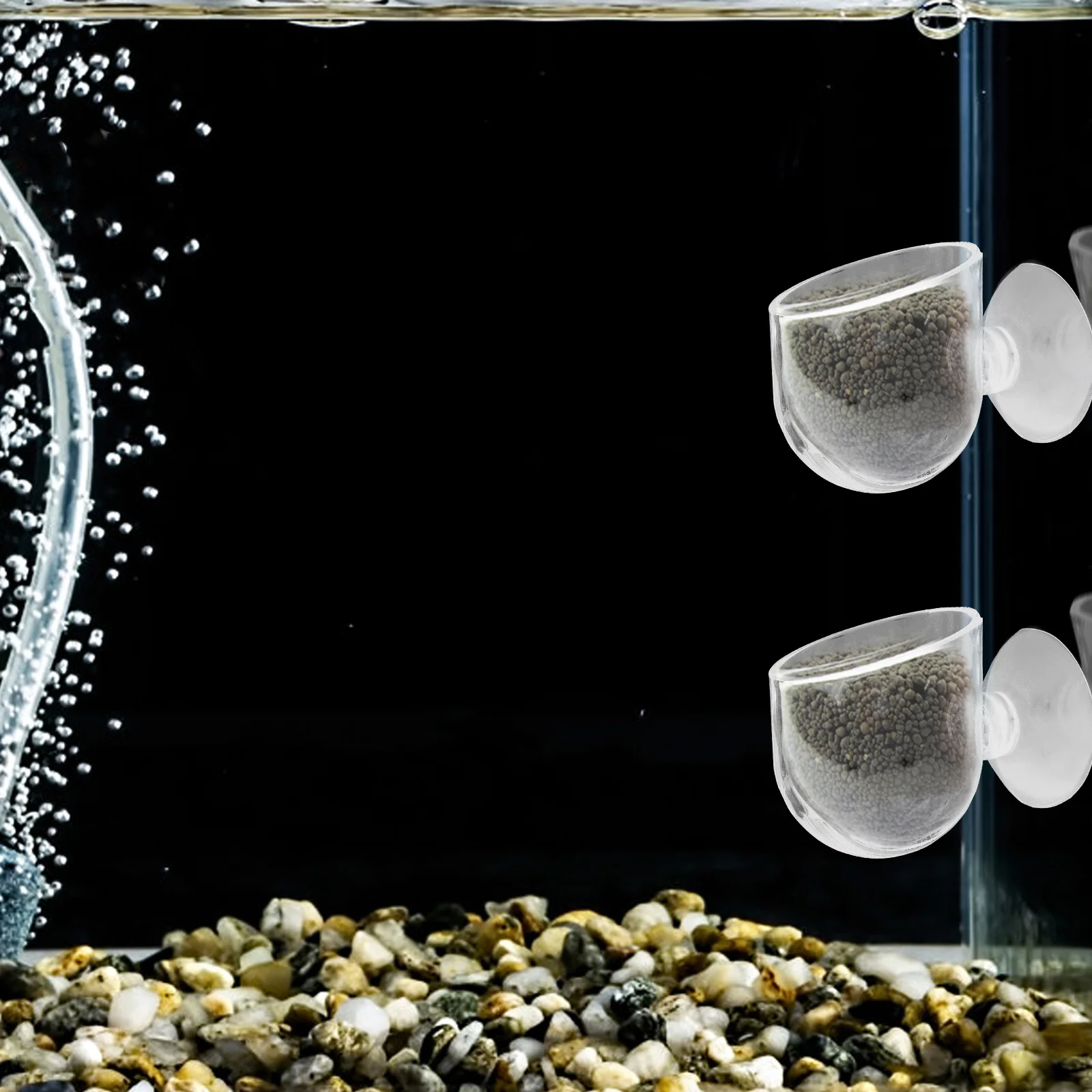 2 قطعة كوب نباتي مائي وعاء نبات زجاجي ممتاز مع أكواب شفط مزدوجة لتزيين خزان الأسماك مظهر طبيعي #6