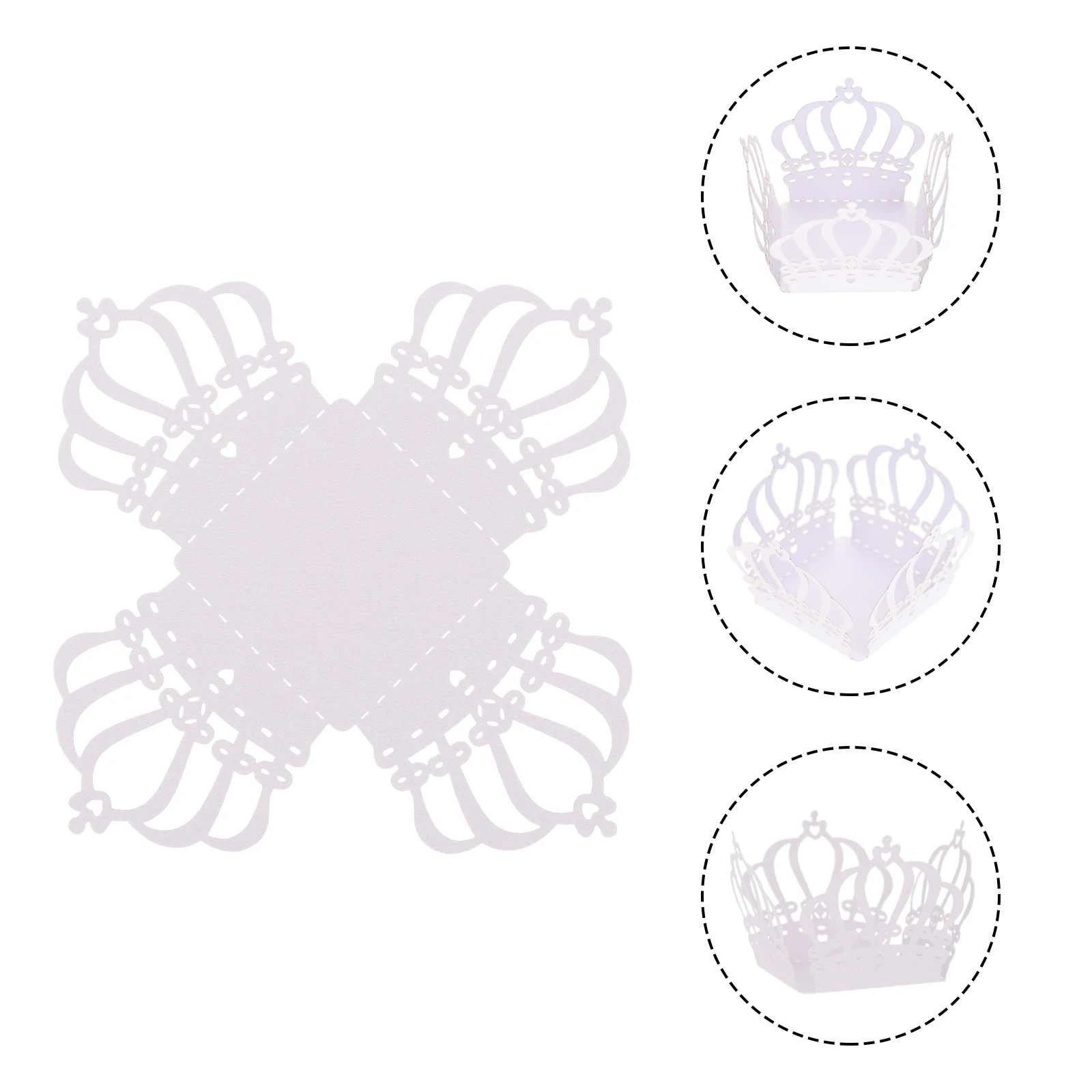 

50 Pcs Crown Border Decorative Paper Topper Decorate Chocolate Dessert Tray Party Holder Candy Cups Baby