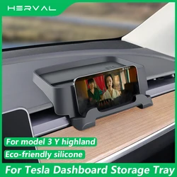 Herval for Tesla Model Y/3 Highland Dashboard Storage tray Instrument Panel Phone holder Tissue Box ETC Card Silicone Organizer