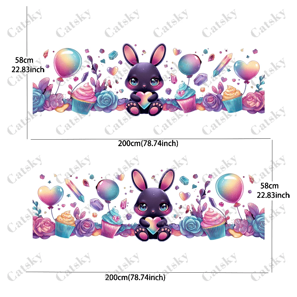 Cute little bunny Car Side Car Wraps, Self-Adhesive PVC Waterproof & Scratch-Resistant Stickers, Car Accessory Gift