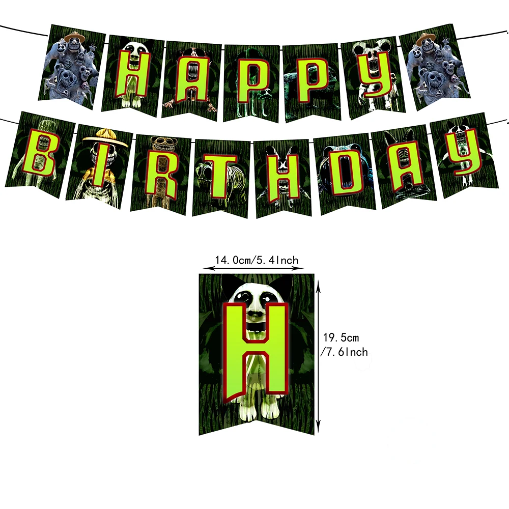 Zoonomaly Theme Birthday Party Number Balloon Banner Background Cake Topper Decoration Supplies Horror Games Party Gifts Props view 3