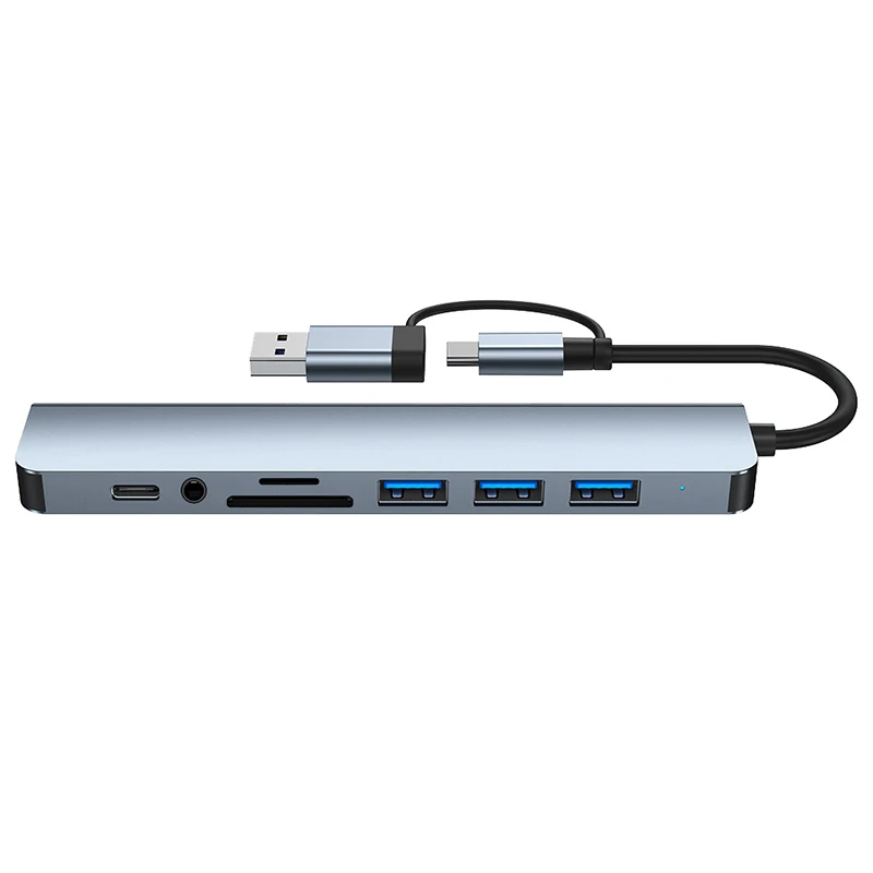 USB 3.0 USB C 8 in 1 Port Hub Type C Splitter  Dock Multi-port Adapter for mobile Phone PC Tablet