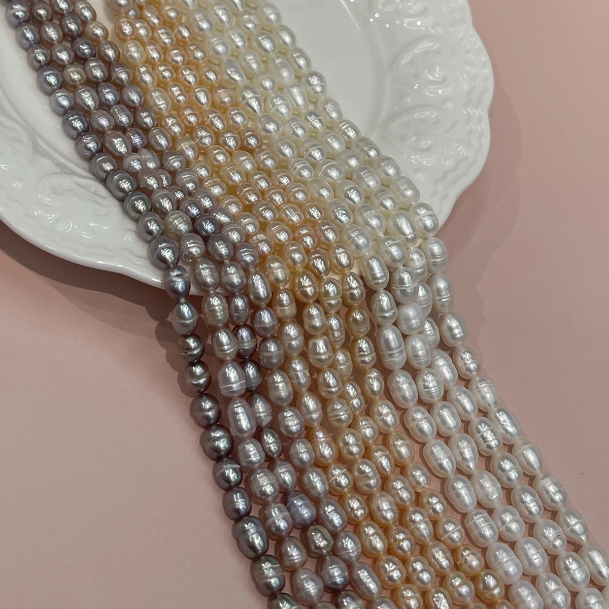Eine DIY-Reisperle aus natürlichem Süßwasser, 5-6mm, für die Schmuckherstellung, DIY-Halsketten, Armbänder, Ketten, Ohrringe, Zubehör. – Detail 1