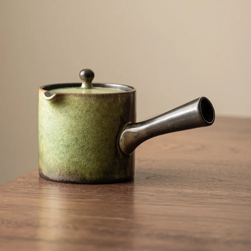 New Vintage Kiln Style Side Handle Pot Ceramic Tea Pot Tea Water Separation Tea Set Home Use Anti Scalding Single Pot for Guests