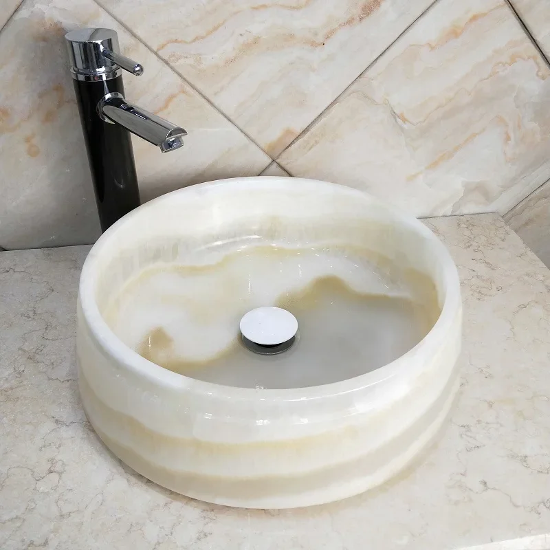 

On-stage wash basin, white jade integrated, thickened art bathroom bathroom jade basin