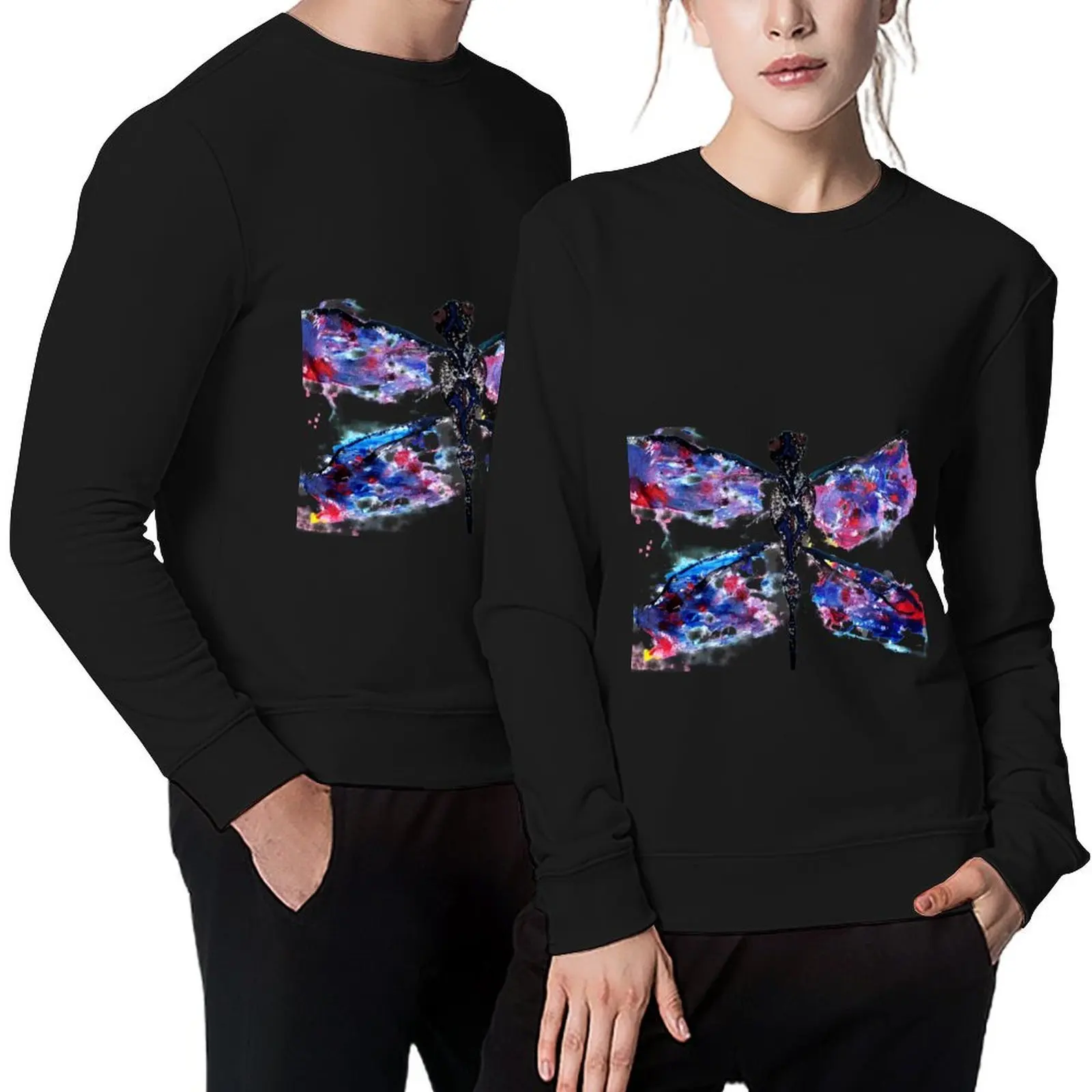 

Purple, Blue, and Red Abstract Dragonfly Pullover korean autumn clothes korean style clothes men's clothes new in sweatshirts