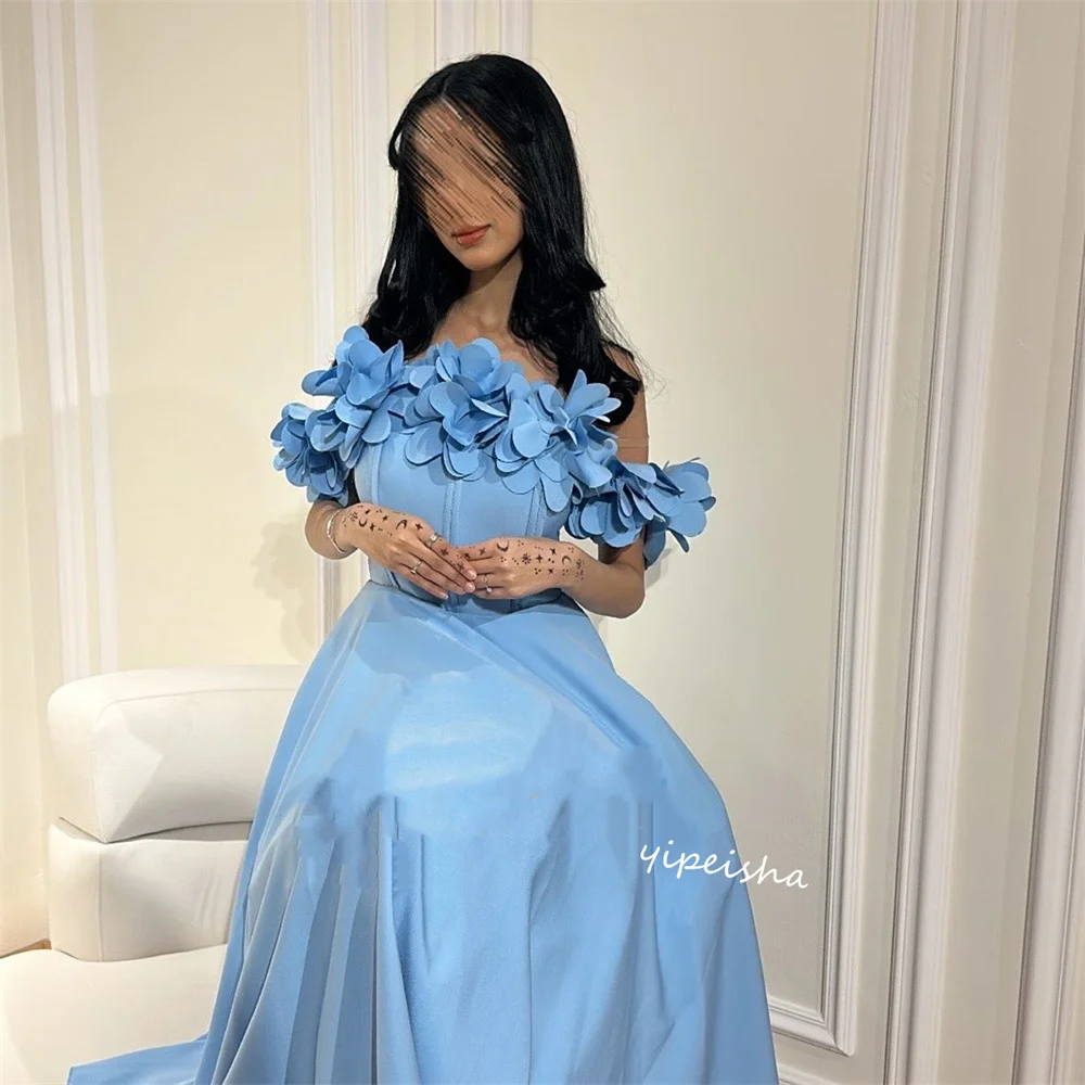 Jiayigong High Quality Exquisite  Satin Applique Valentine\'s Day Ball Gown Off-the-shoulder Bespoke Occasion Midi Dresses