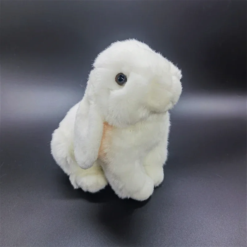 White Lop Ear Rabbit High Fidelity White Bunny Plush Toy Lifelike Rabbit Stuffed Animals Simulation Doll Collectors