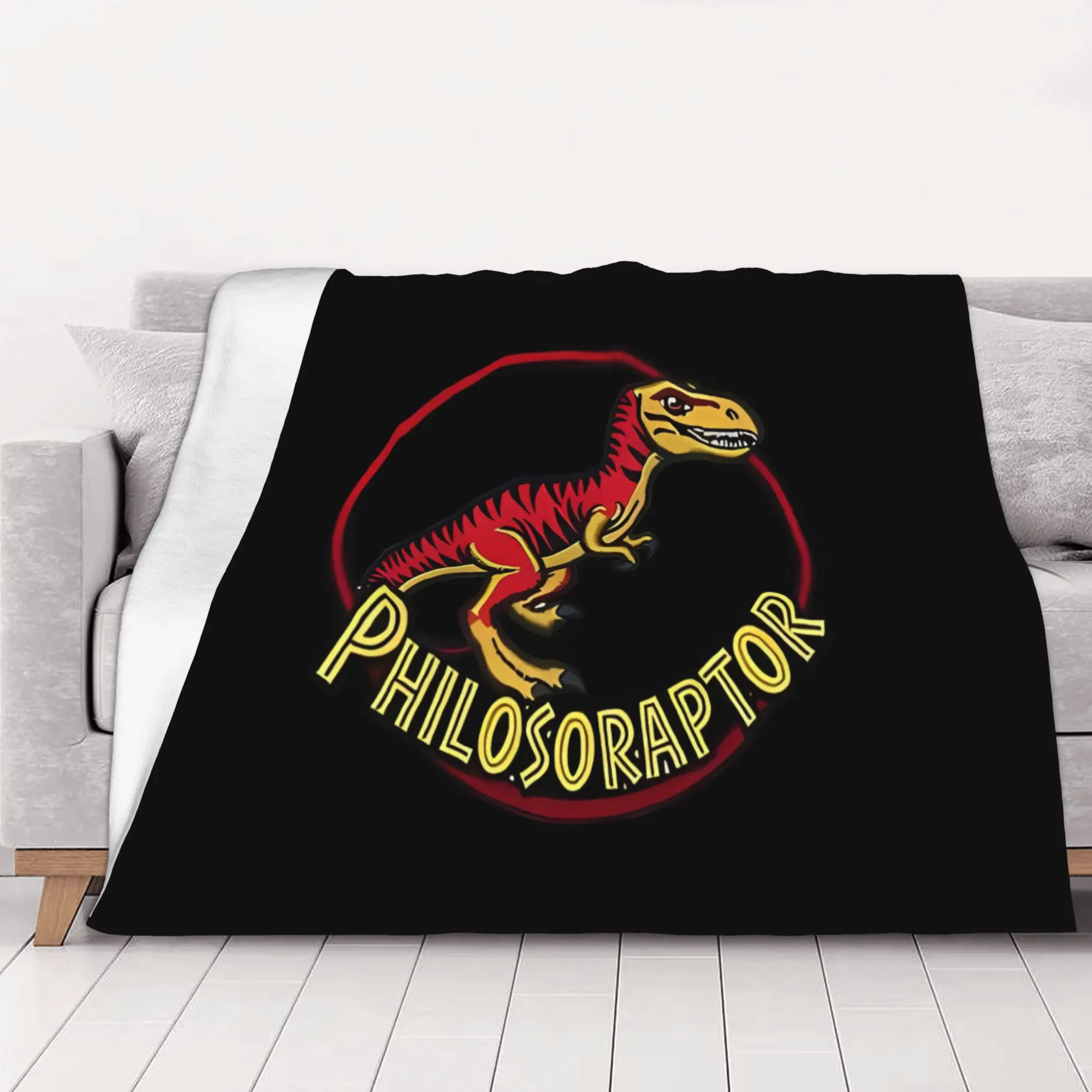 1PC home Cutecore Velociraptor Dinosaur Embroidery philosoraptor Blanket Super Cosy Plush Home Living Room Sofa halloween