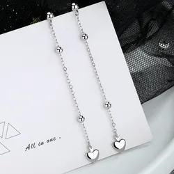 CIAXY Silver Color Ball Beads Love Earrings for Women Elegant Long Tassel Earring Small Fresh Jewelry aretes de mujer