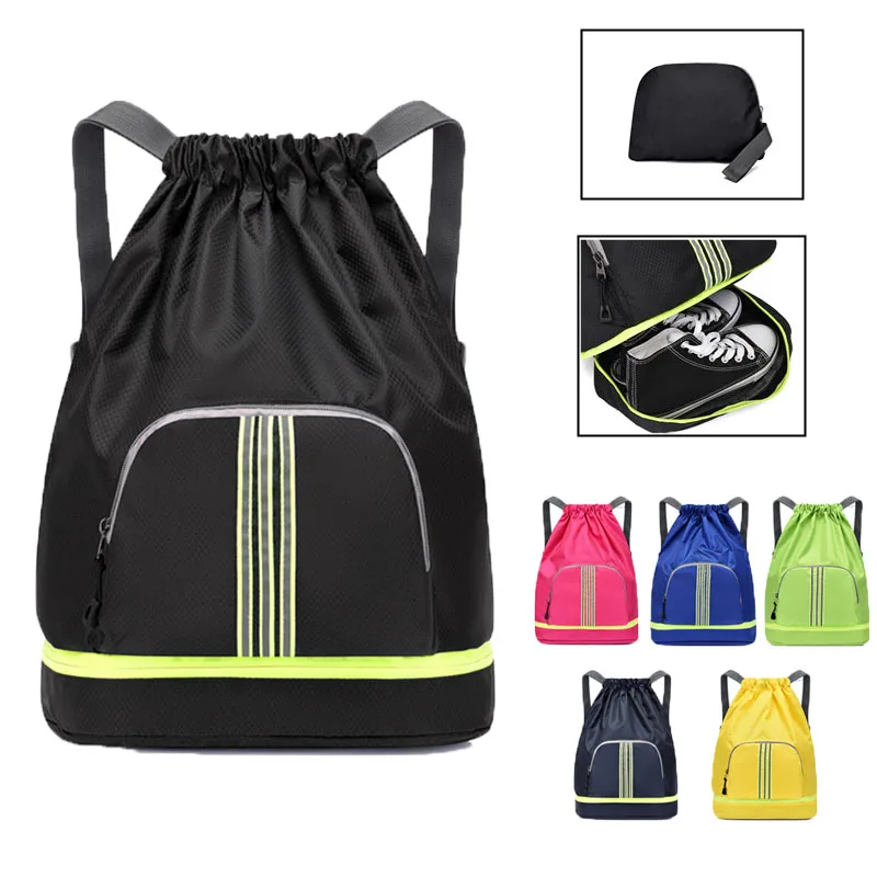 Bags for Women Clothes Training Travel Shoulder Sports Shoe Folding Football Nylon Yoga Fitness Gym Drawstring Men's Backpack