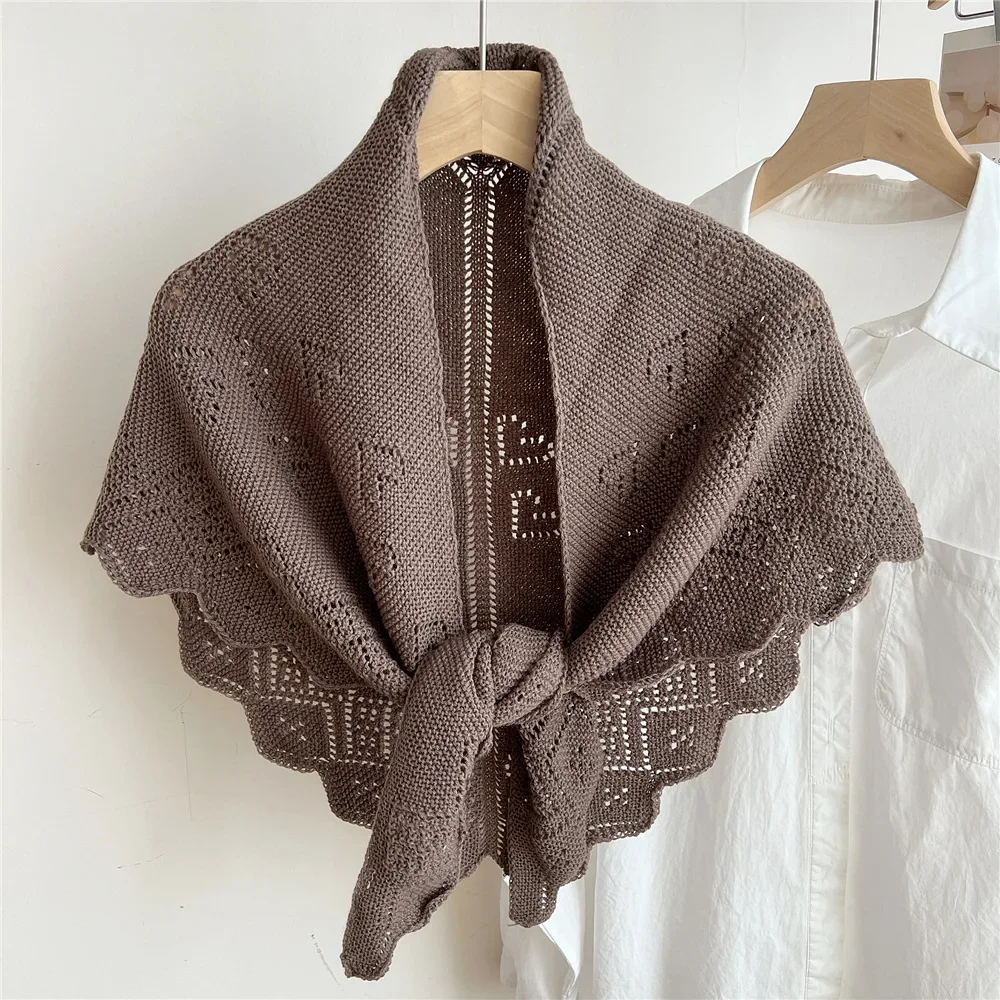 Fake Collars Shawl Women Female Blouse Shoulders Fake Collar Cape Knotted Knitted Scarf Stripe Neck Guard Scarve