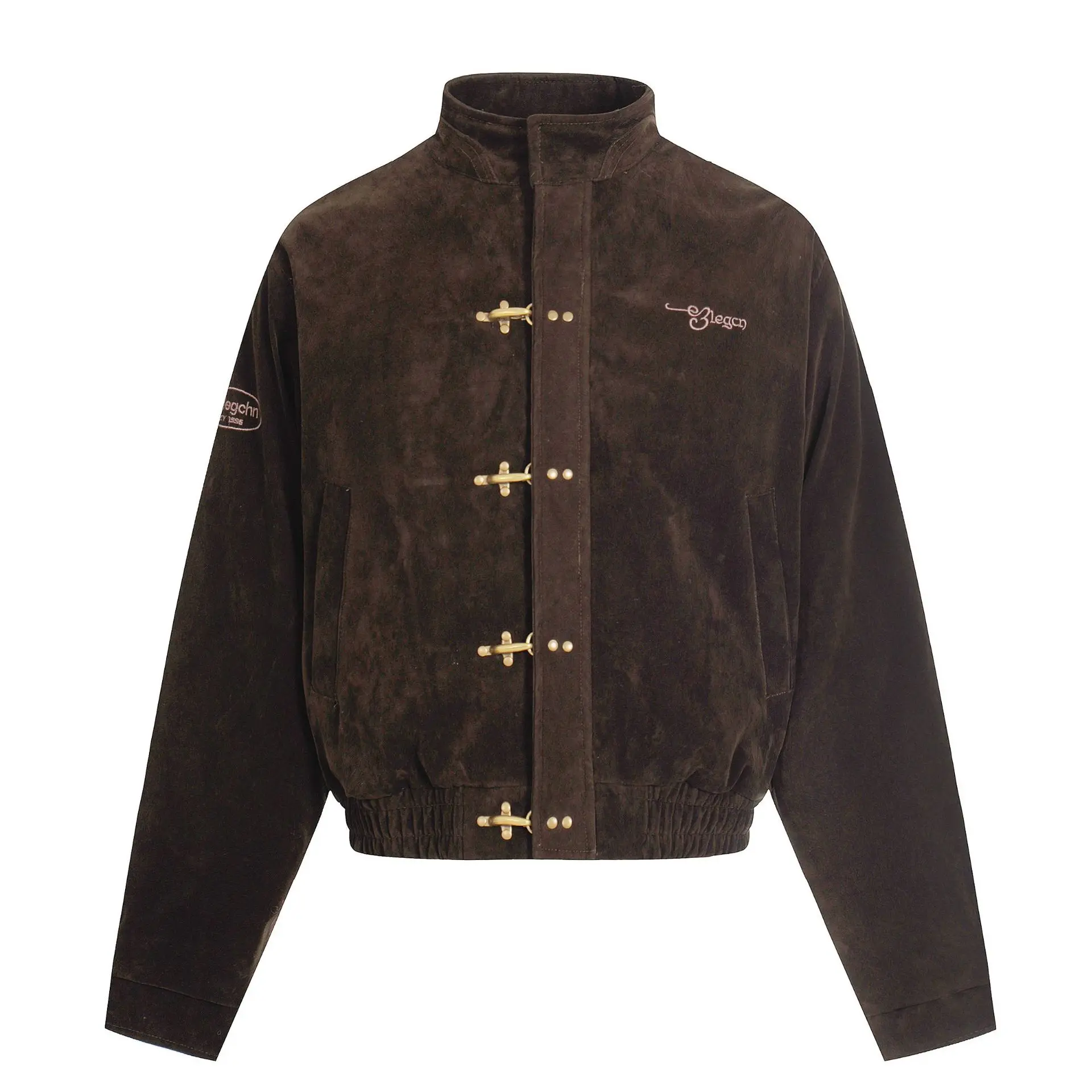 Retro High-end Airplane Buckle Design Jackets Men's Winter Stand Up Collar Jackets Workwear Short Jackets