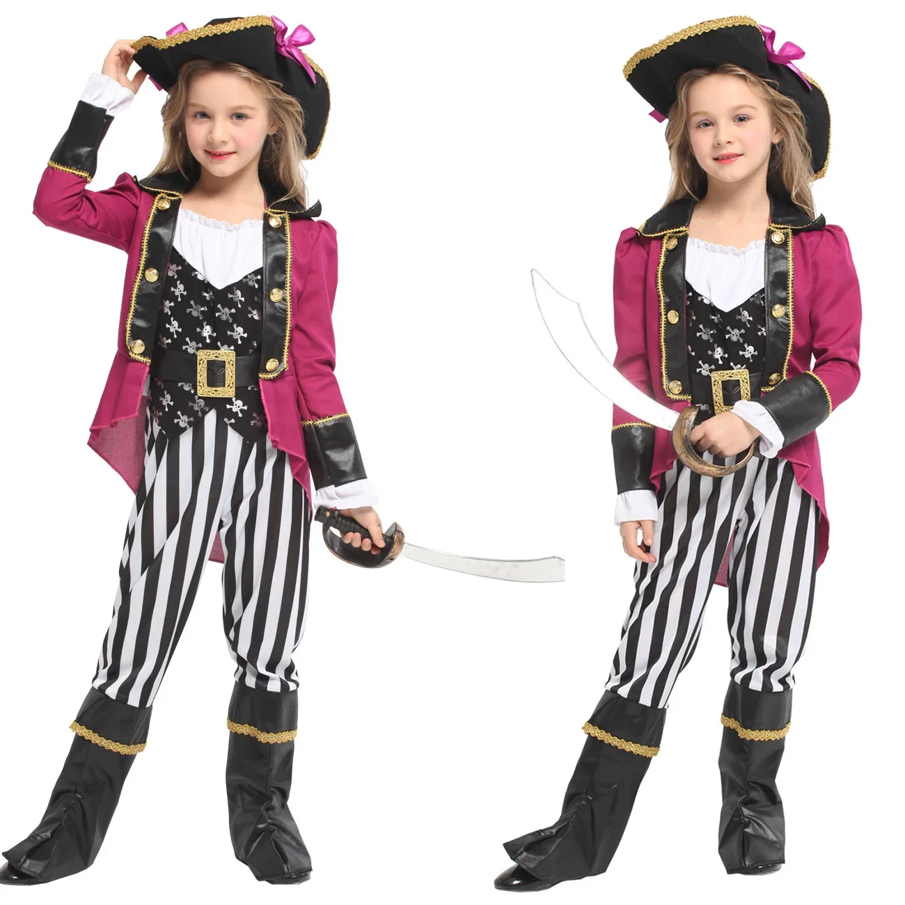 زي قرصان كورسير للأطفال، زي تنكري للأولاد والبنات، زي فاخر لحفلة عيد الهالوين