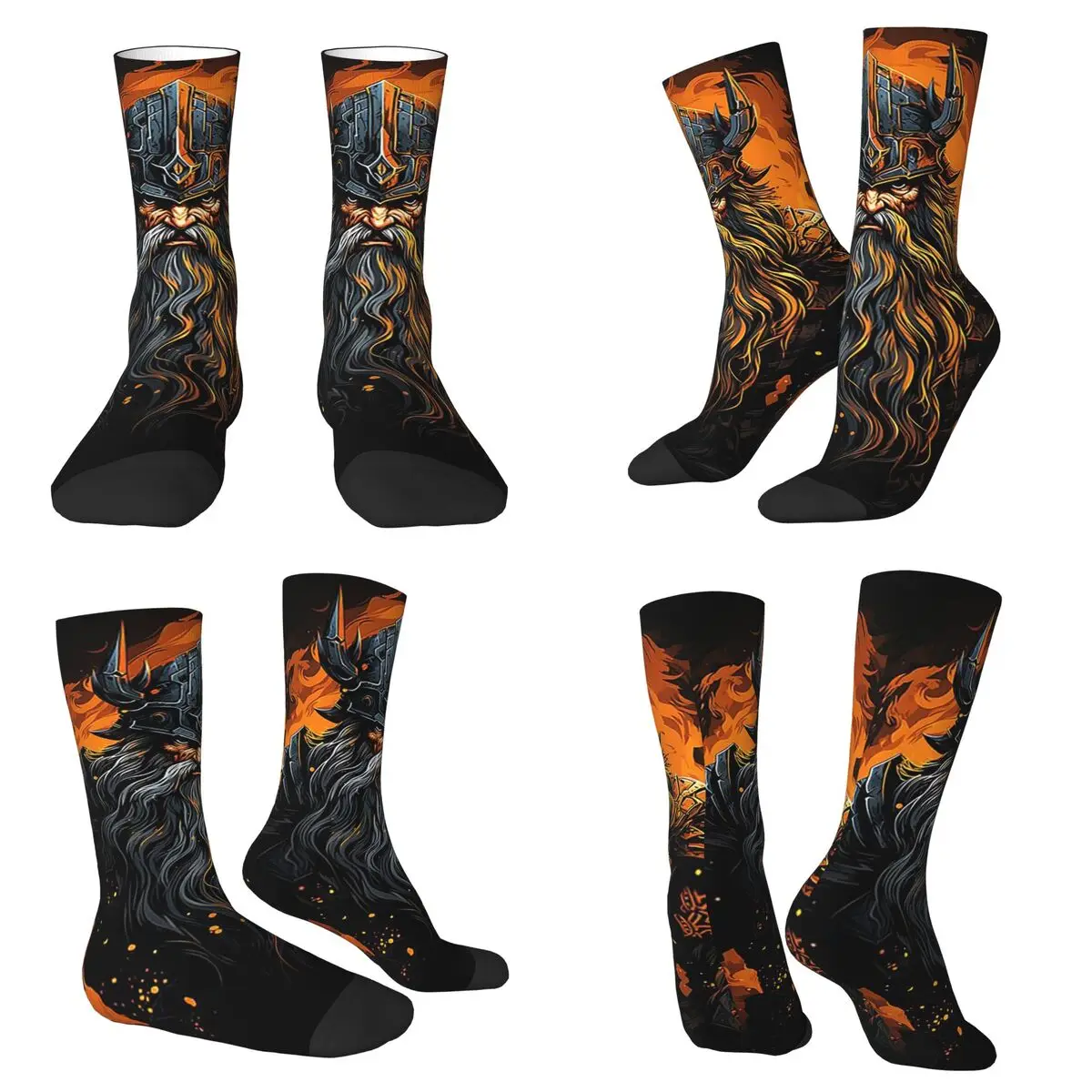 

Viking Warrior Flame Socks Harajuku Super Soft Stockings All Season Long Socks Accessories for Unisex Christmas Gifts