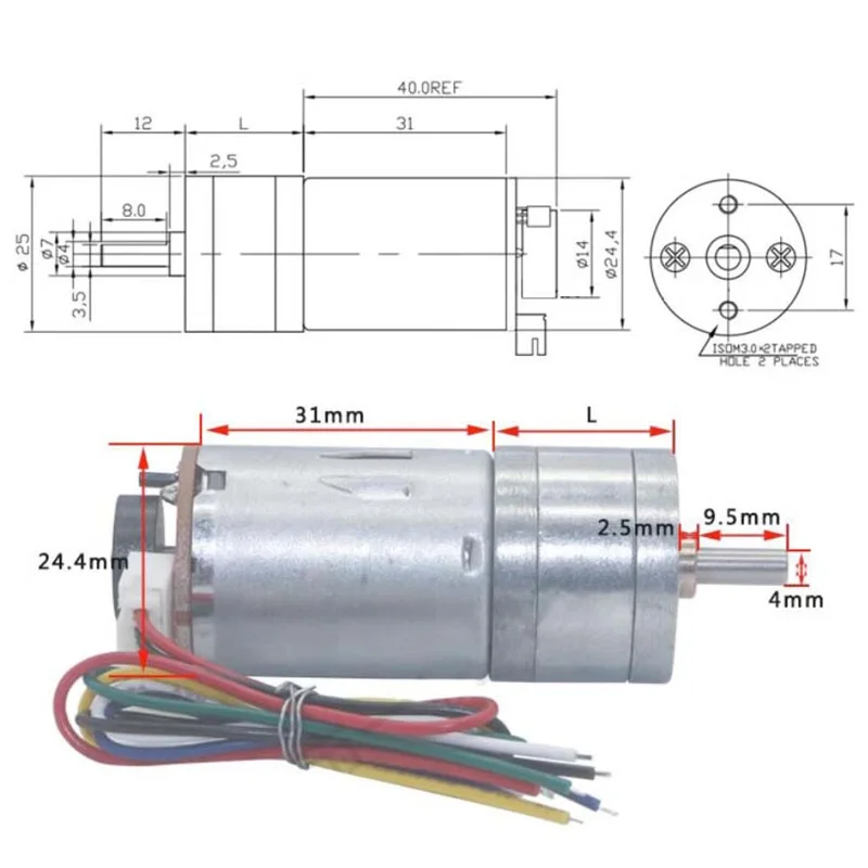 DC 6V 12V 24V Electric Motor 12-1360RPM Encoder Motor High Torque Smart Car Motor 370 DC Gear Motor With Encoder