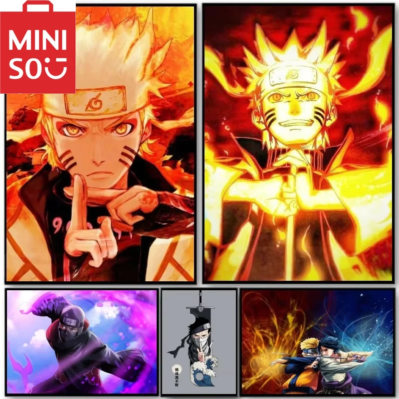 MINISO DIY Oil Painting By Number Japanese Anime Naruto Sasuke Itachi Home Decoration Wall Living Room Decor Best Gift Framee