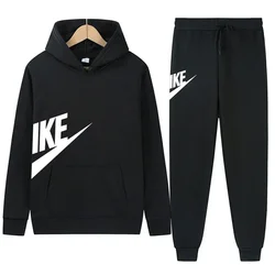 Men's and women's hoodie long sleeve hoodie set autumn and winter pullover + trousers two sets of casual fitness sportswear