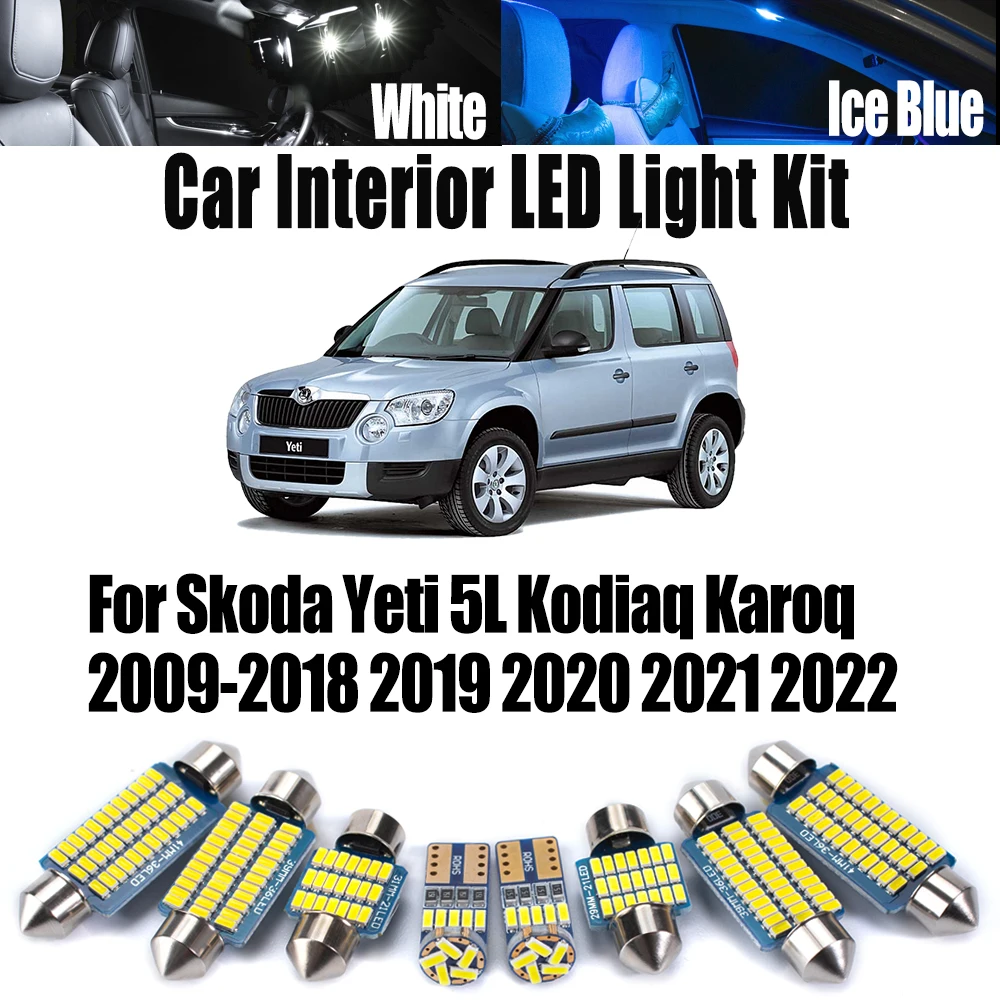 LED Interior Reading Map Dome Door Light Kit Canbus For Skoda Yeti 5L Kodiaq Karoq 2009-2018 2019 2020 2021 2022 Car Accessories