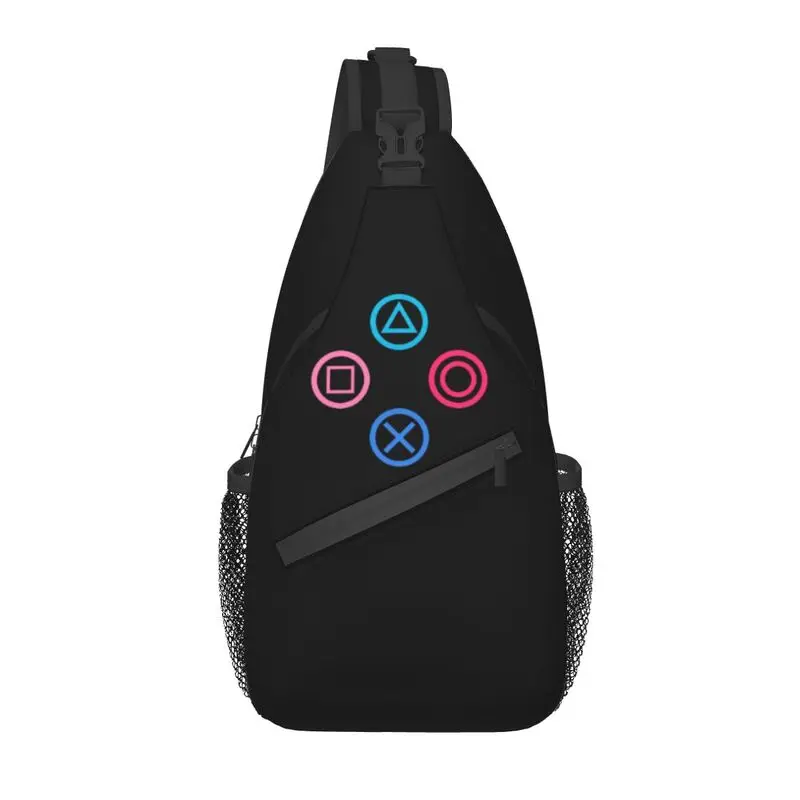 

Video Game Controller Buttons Symbols Sling Chest Bag Customized Shoulder Crossbody Backpack for Men Travel Hiking Daypack