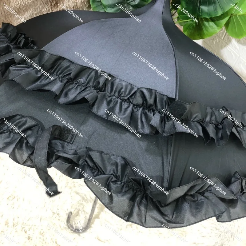 Pagoda Type Vinyl Sunscreen Princess Umbrella Semi-automatic Long Handle Umbrella Weather and Rain Muse