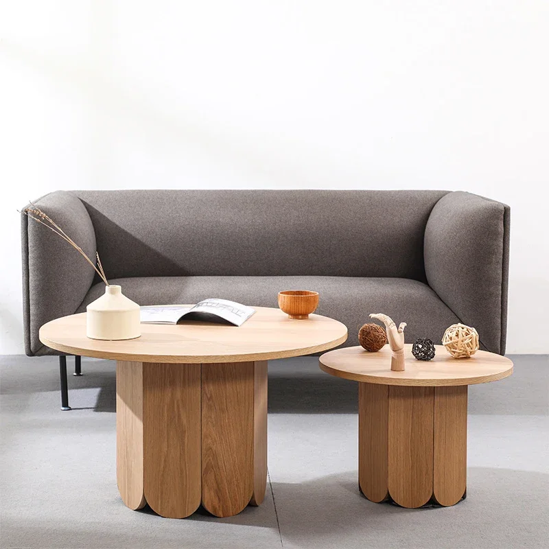 

Solid Wood Tea Table Combination Creative Minimalist Japanese Style Small Apartment round Small Table
