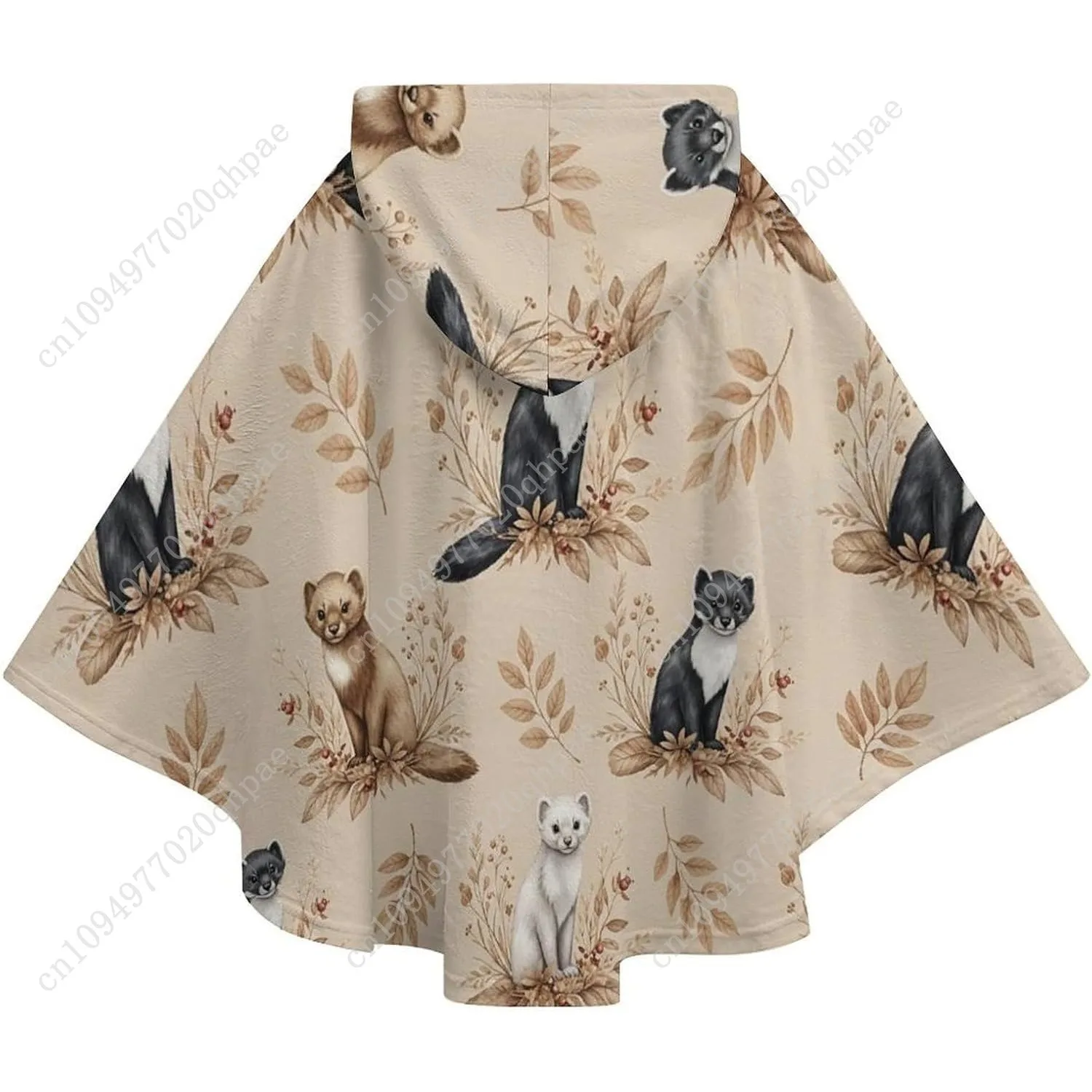 سترة بطانية مريحة من الفلانيل، سترة بقلنسوة كبيرة الحجم بنمط أوراق الحيوانات مع جيوب للأطفال والمراهقين #6