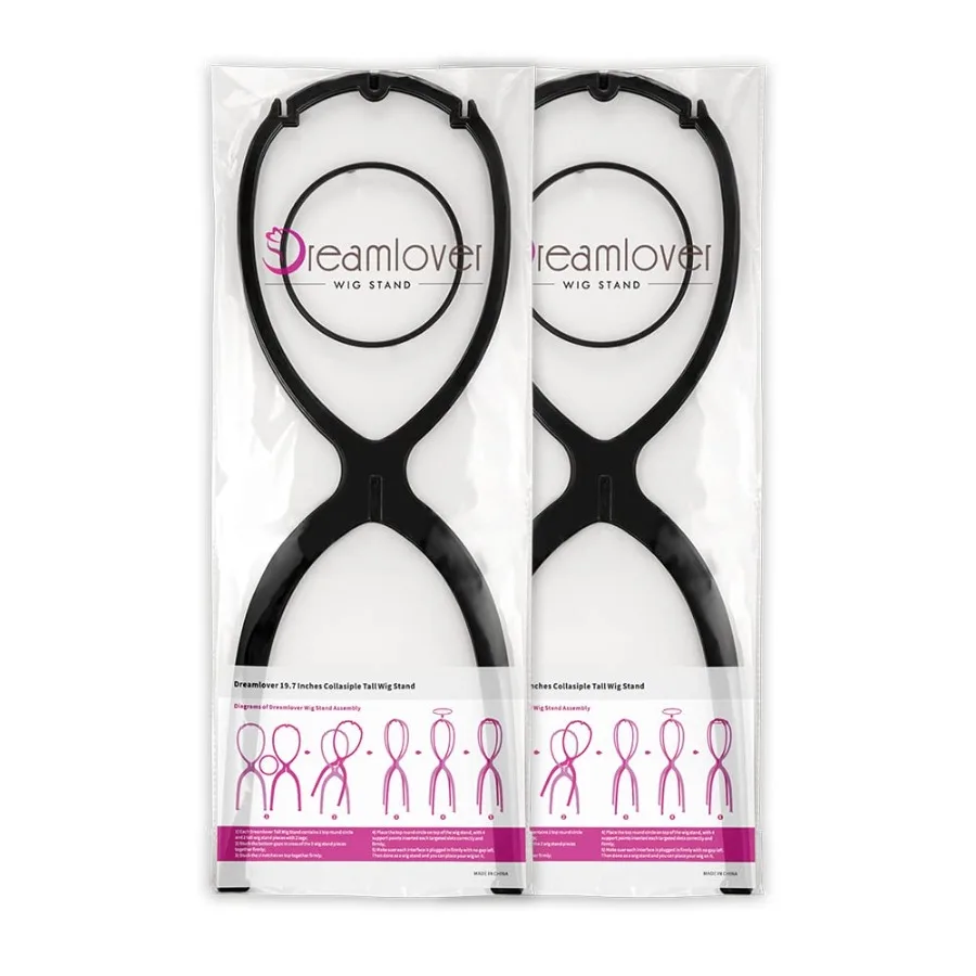 حامل رأس شعر مستعار من Dreamlover، حامل طويل للشعر المستعار الطويل، عبوتان مثالية للصالون والاستخدام المنزلي، يحافظ على الباروكات خالية من التشابك