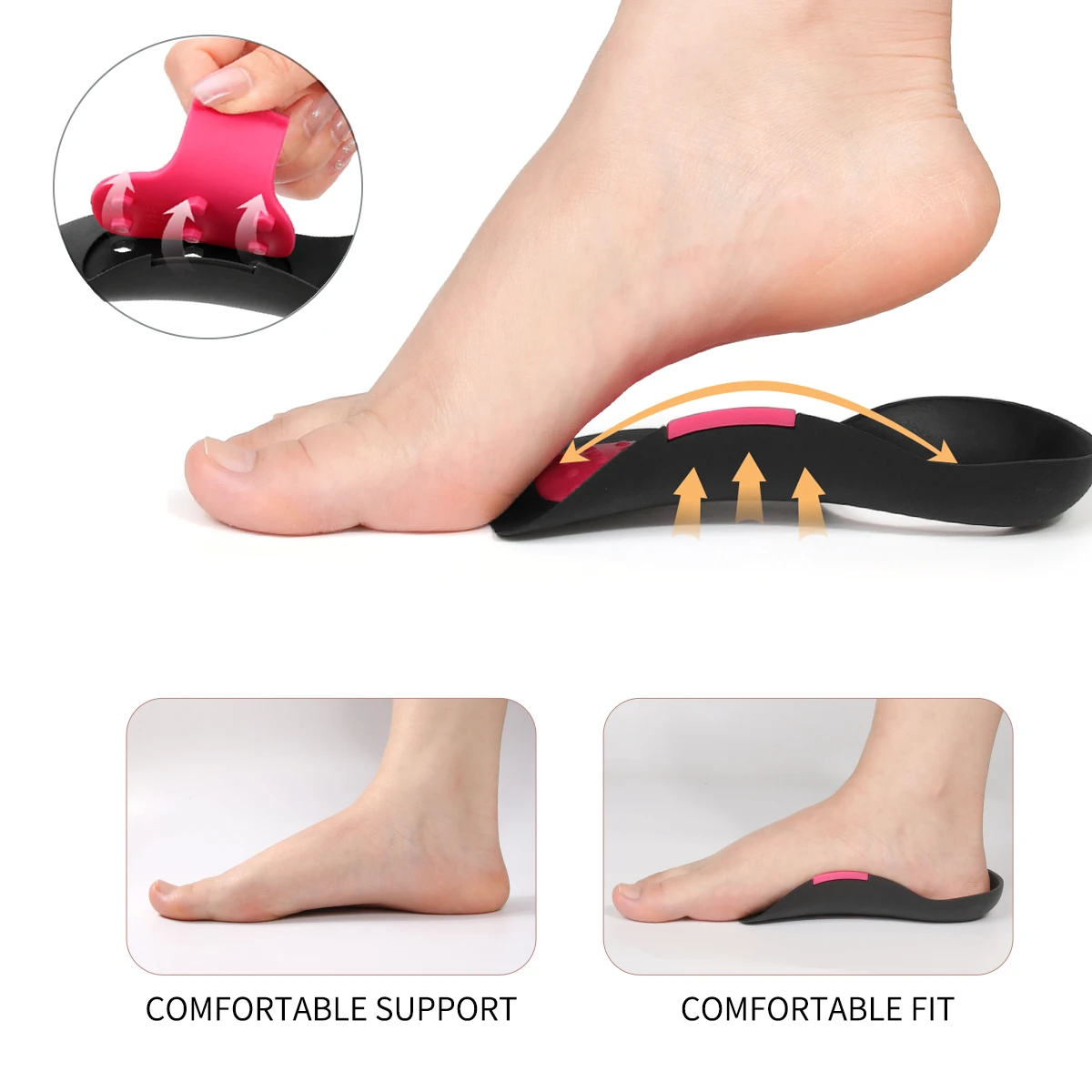 1 Pair Arch Support Orthotic Insoles for Flat Feet, Detachable Half Inserts, O & X Type Leg Valgus Correction Insoles