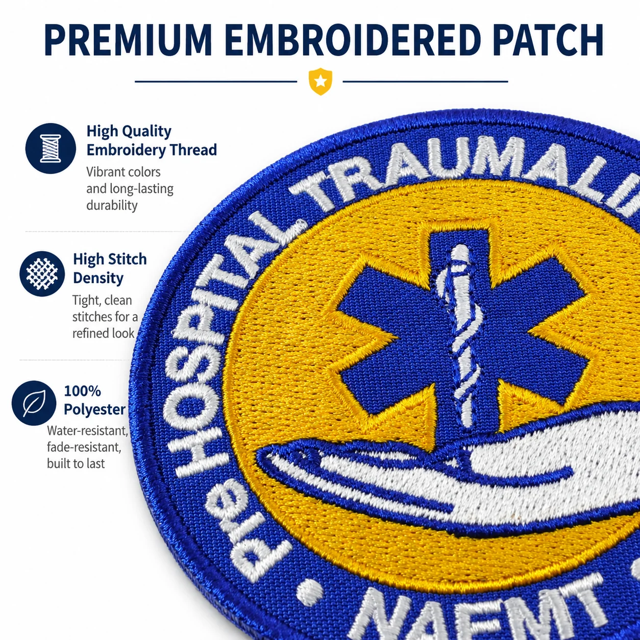 NAEMT PHTLS Embroidered Patch Medical Rescue Morale Badge Hook and Loop for Clothes Backpacks Hats & Everything