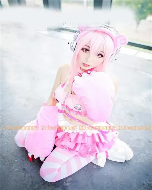 Anime SUPER SONICO GRG Racing Queen Genus Gloomy Bear Cosplay Costume with Socks SONICO Wig