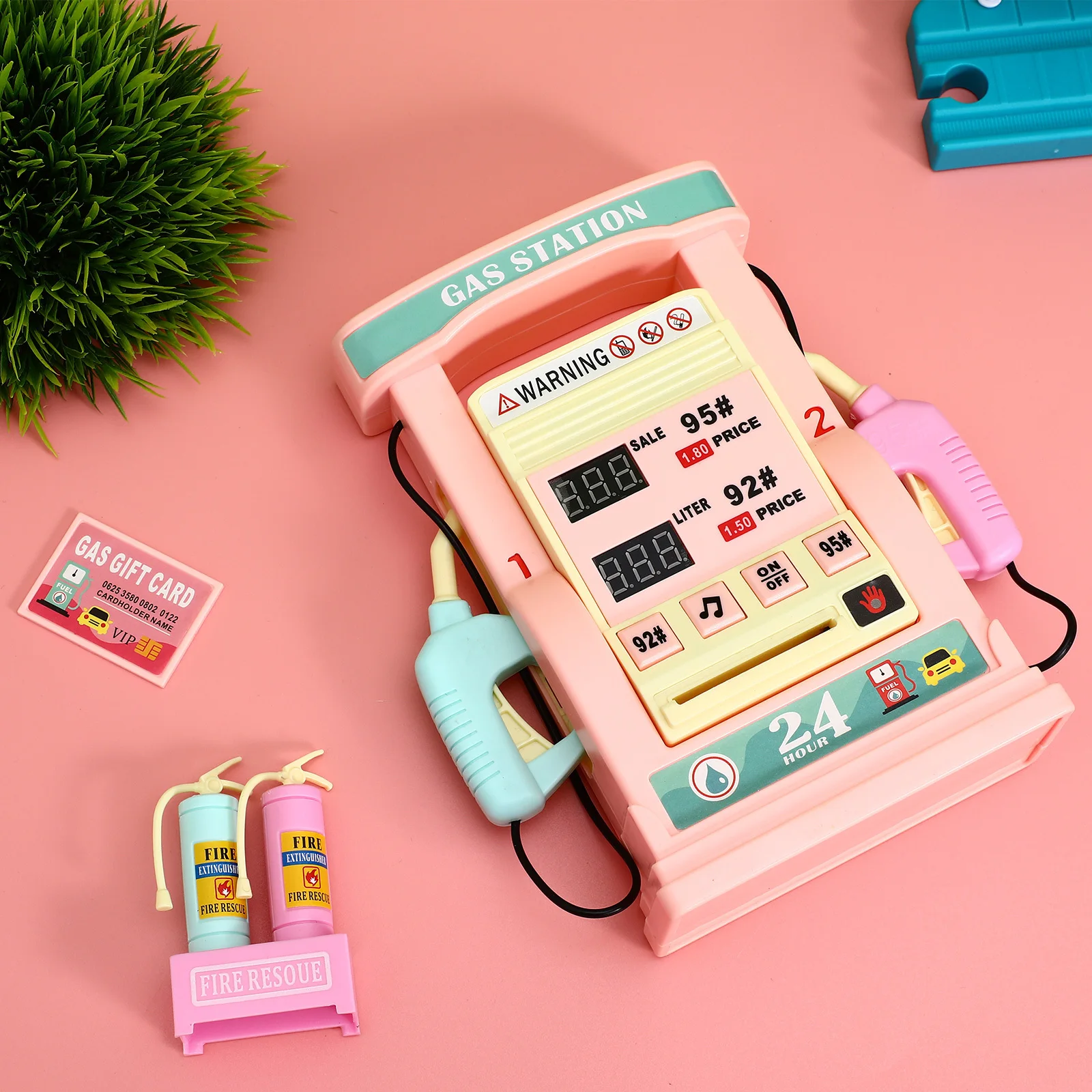 Simulatie tankstation voor kinderen Miniatuur speelhuis Set Interactieve brandstofpomp Educatieve autowasgereedschapset