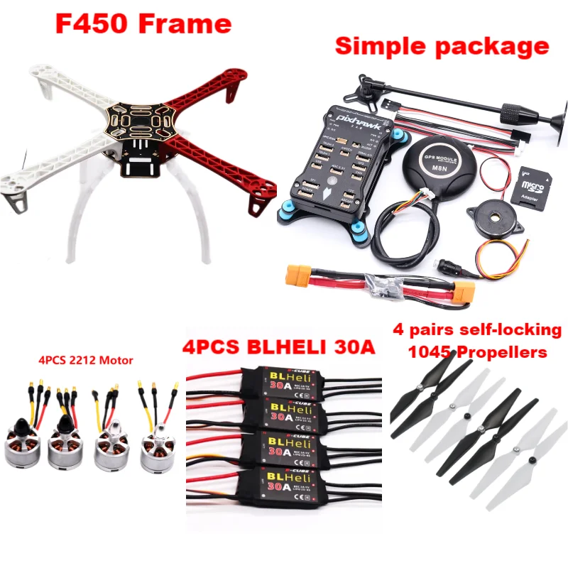 Fibra di carbonio 450 Telaio PIXHAWK controllo di volo elicottero Quadcopter BLHELI 30A 2212 Motore ESC modulo wifi Con carrello di atterraggio