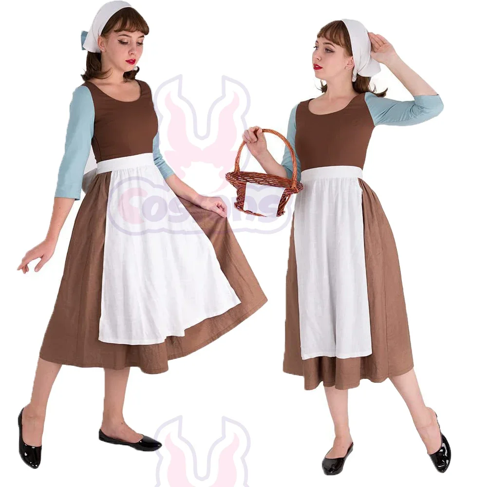 Neues Prinzessinnen-Kostüm für Damen mit Schürze für Karneval, Maskenball, Rollenspiele und Halloween