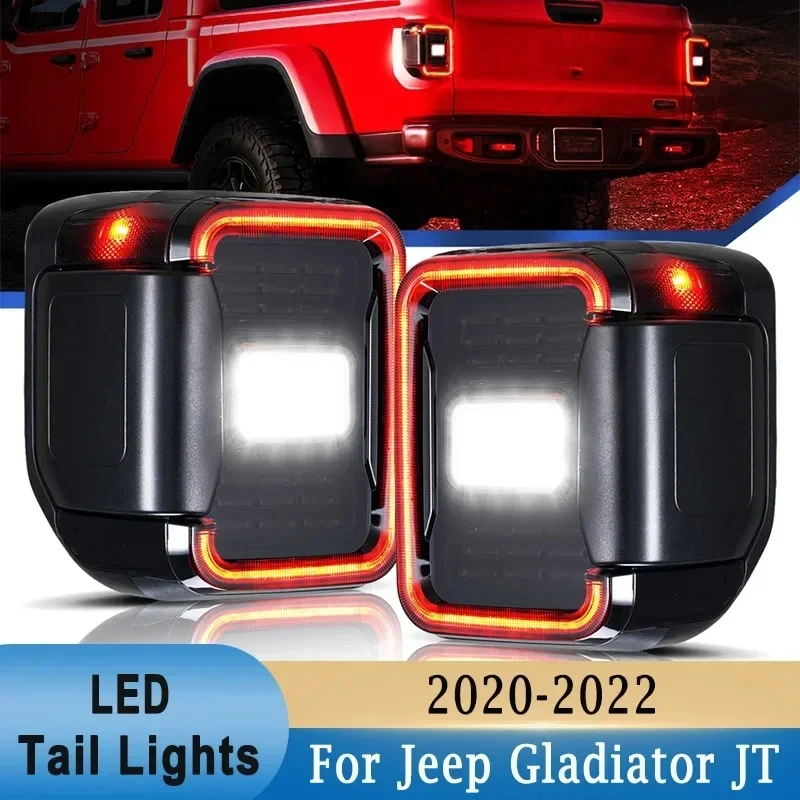 2pcs LED Tail Light for Jeep Gladiator JT 2020-2022 Rear Reverse Parking Brake Lamp Turn Signal Light Daytime Running Lamp