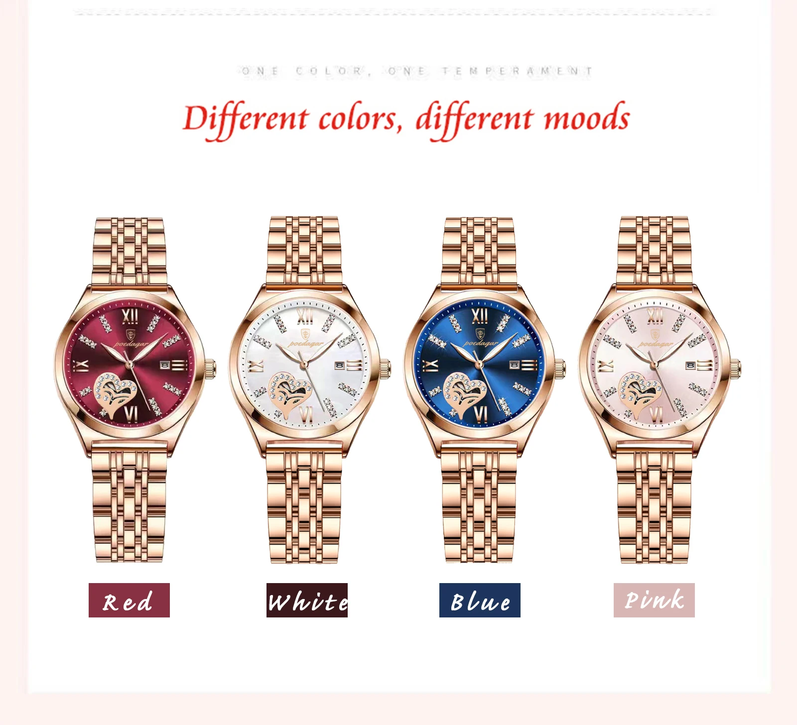 POEDAGAR Luxus Uhren Für Frauen Wasserdicht Leucht Datum Edelstahl Frau Uhr Elegante Mode Quarz Damen Armbanduhr – Detail 7