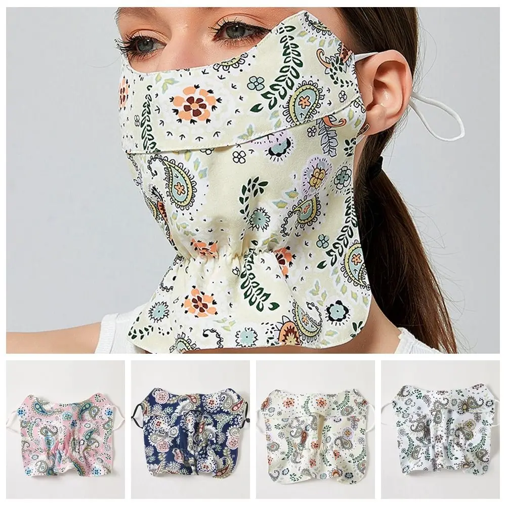 

Милая летняя солнцезащитная маска с защитой от ультрафиолета, солнцезащитный козырек для шеи кешью, ледяной шелк, чехол для лица с принтом, защита глаз, обертка для шеи, гольф