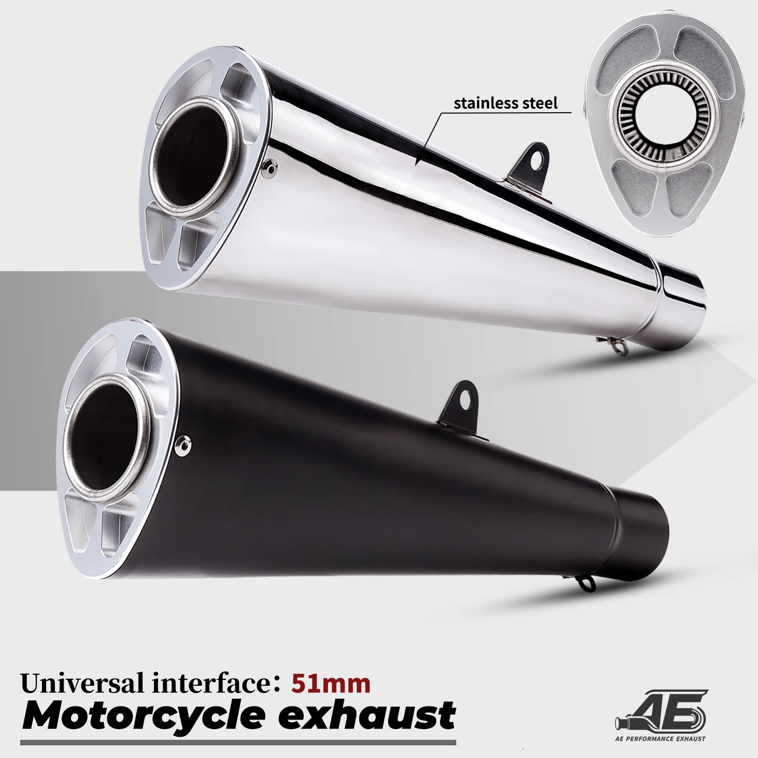 

Universal 51/60mm motorcycle exhaust system modified stainless steel alien escape muffler for CBR400 Ninja400 zx4r GSXS8 mt07