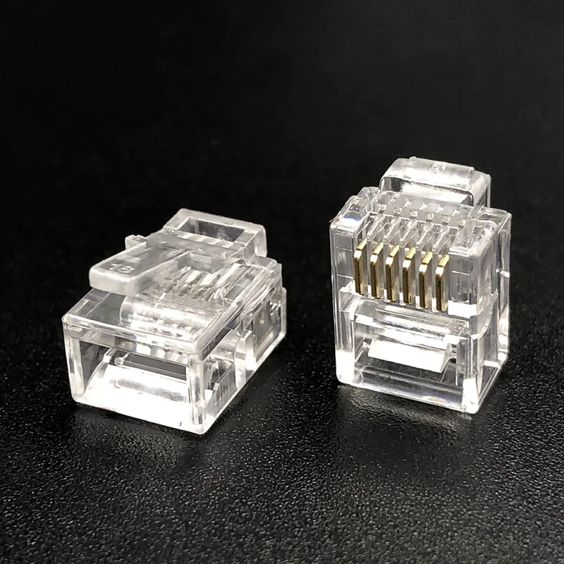 

100PCS RJ12 Connector Male RJ11 6P6C Modular plug ‌ gold plated For Telephone Cable